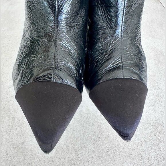 Chanel CC Logo Crumpled Calfskin Satin Cap Toe Short Ankle Boots EU 38.5 US7.5-8 - Picture 6 of 12